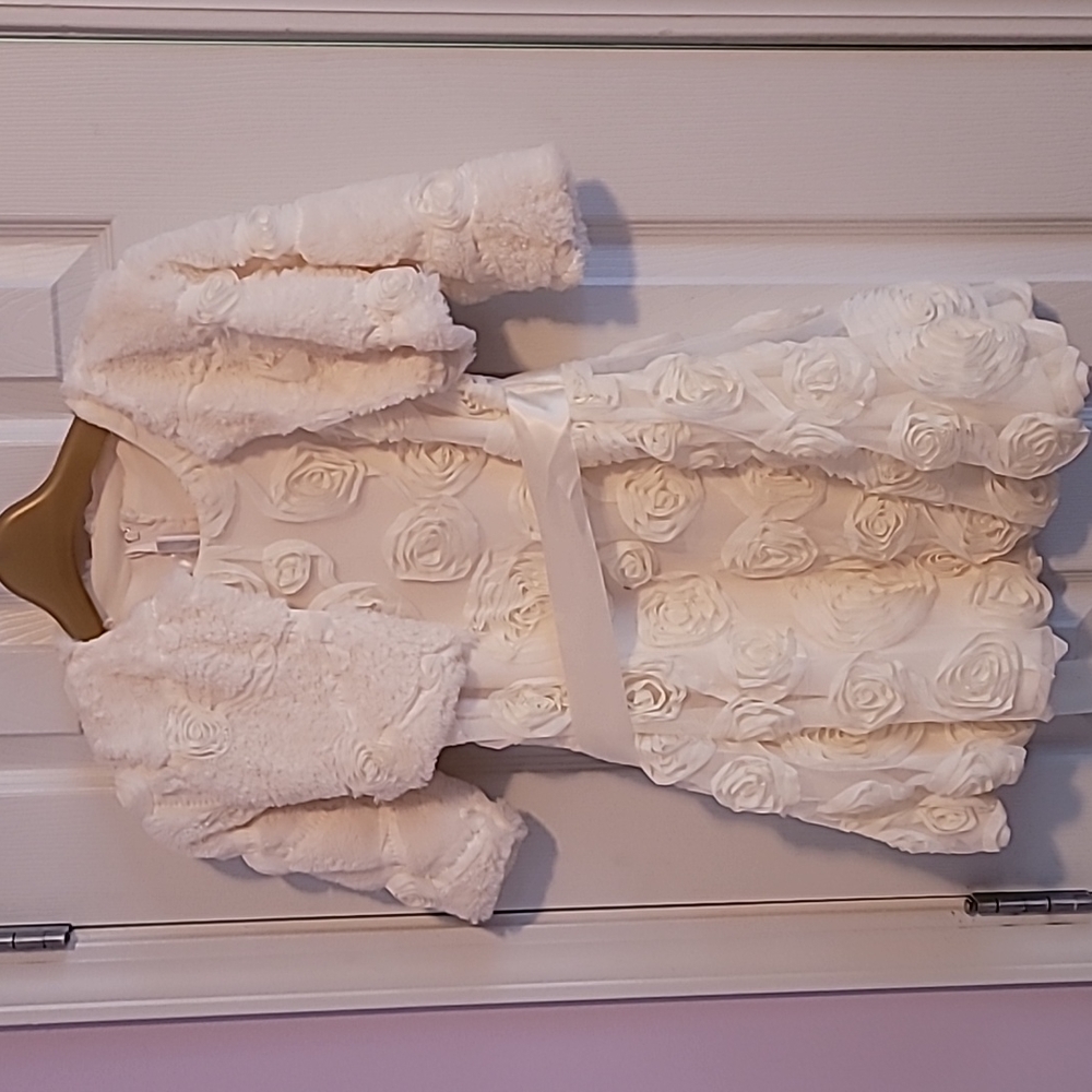 Girls size 6 cream dress with jacket